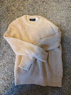 The Children's Place Cream Ribbed Crewneck Sweater